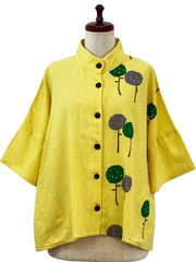 MONA LISA by Pure Fit - Crop Panel Jacket - Dandelion Print - 263436-MU - MUSTARD (F)