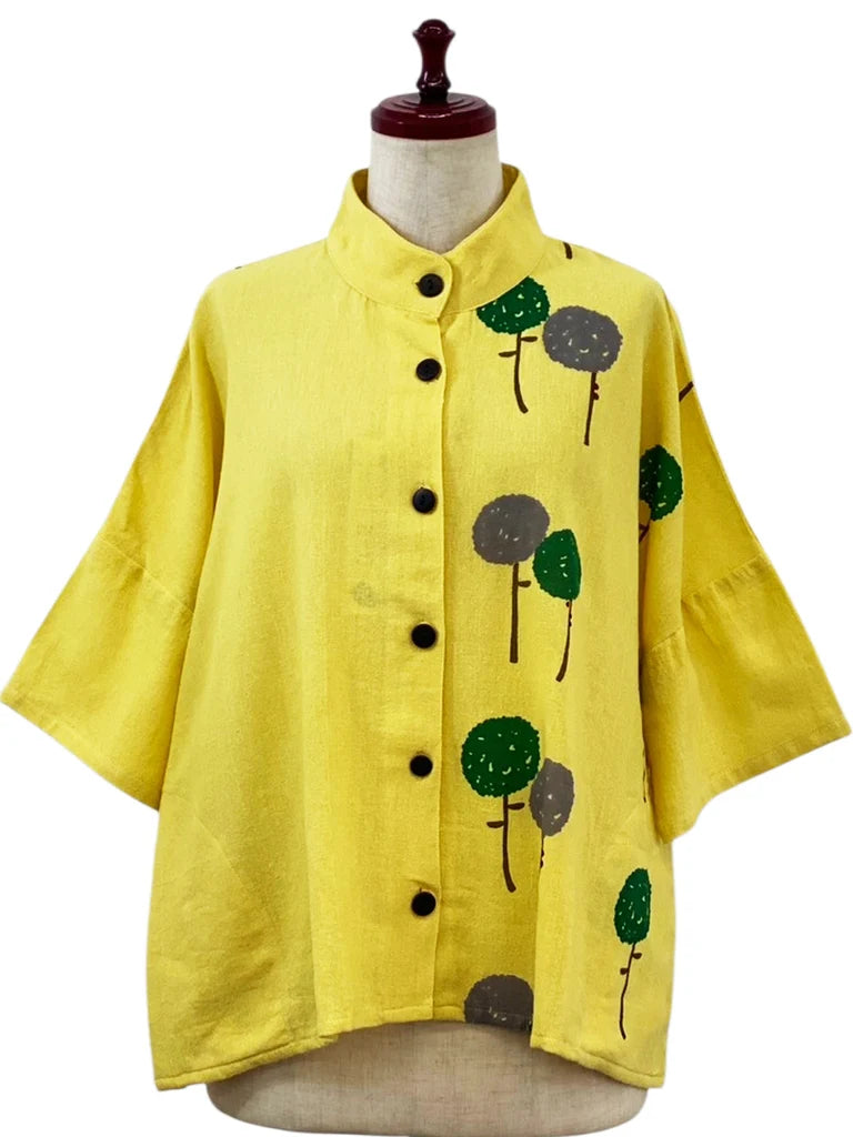 MONA LISA by Pure Fit - Crop Panel Jacket - Dandelion Print - 263436-MU - MUSTARD (F)