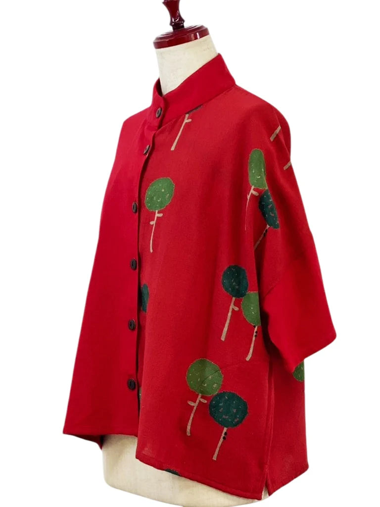 MONA LISA by Pure Fit - Crop Panel Jacket - Dandelion Print - 263436-RE - RED (E)