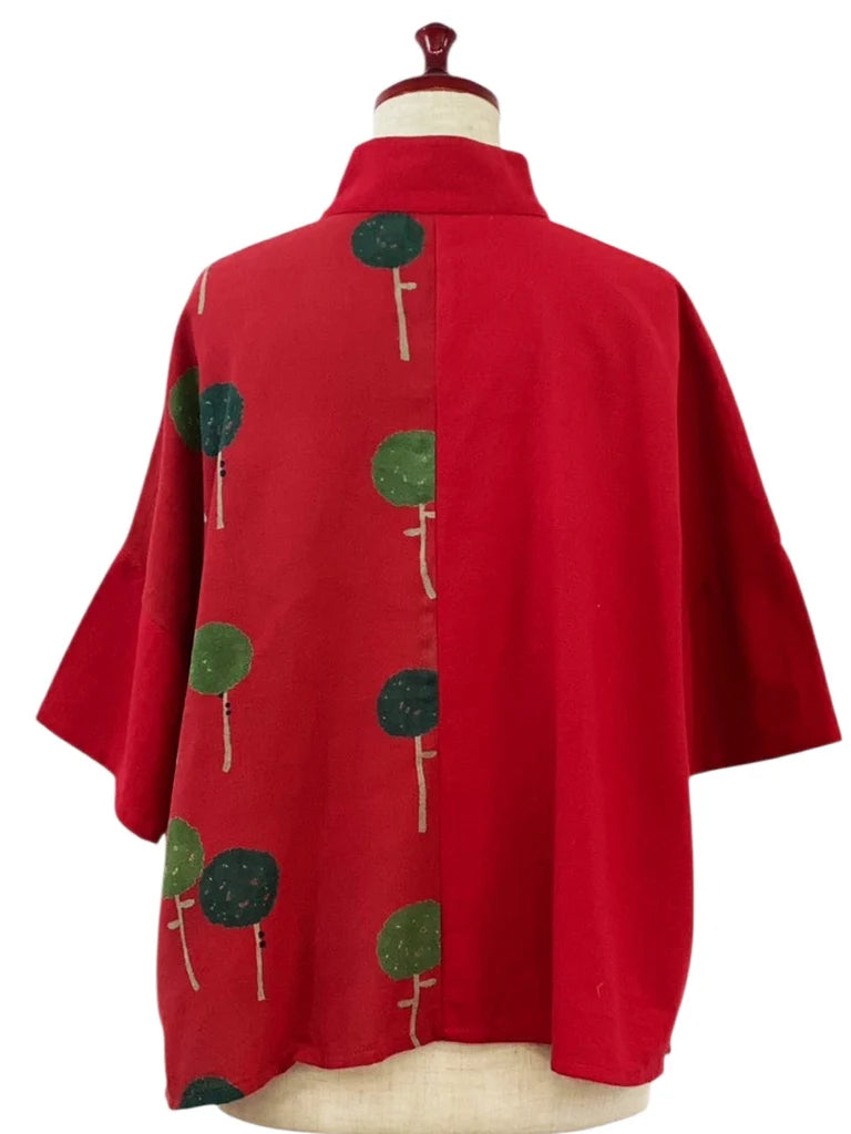 MONA LISA by Pure Fit - Crop Panel Jacket - Dandelion Print - 263436-RE - RED (E)