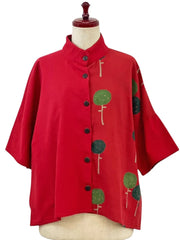 MONA LISA by Pure Fit - Crop Panel Jacket - Dandelion Print - 263436-RE - RED (E)