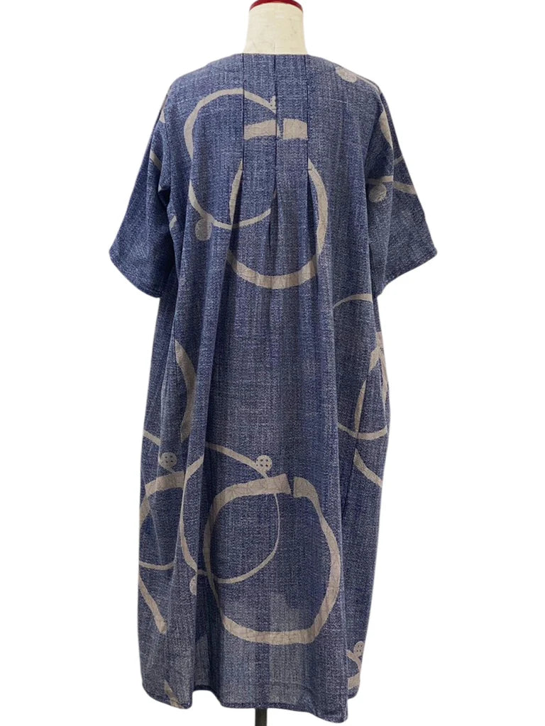 MONA LISA by Pure Fit - Tuck Dress - Multi Rings Print - 263438-DB - DARK BLUE (C)