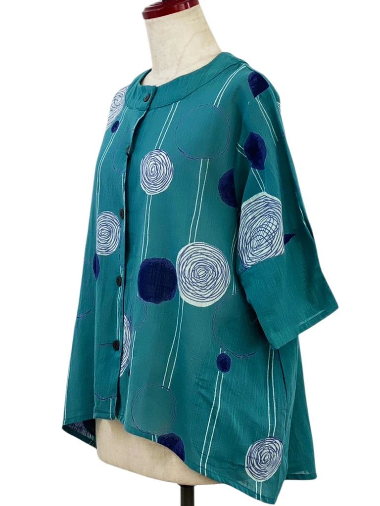 MONA LISA by Pure Fit - Combo Jacket - Scribble Circles Print - 263426-GE - GREEN (H)