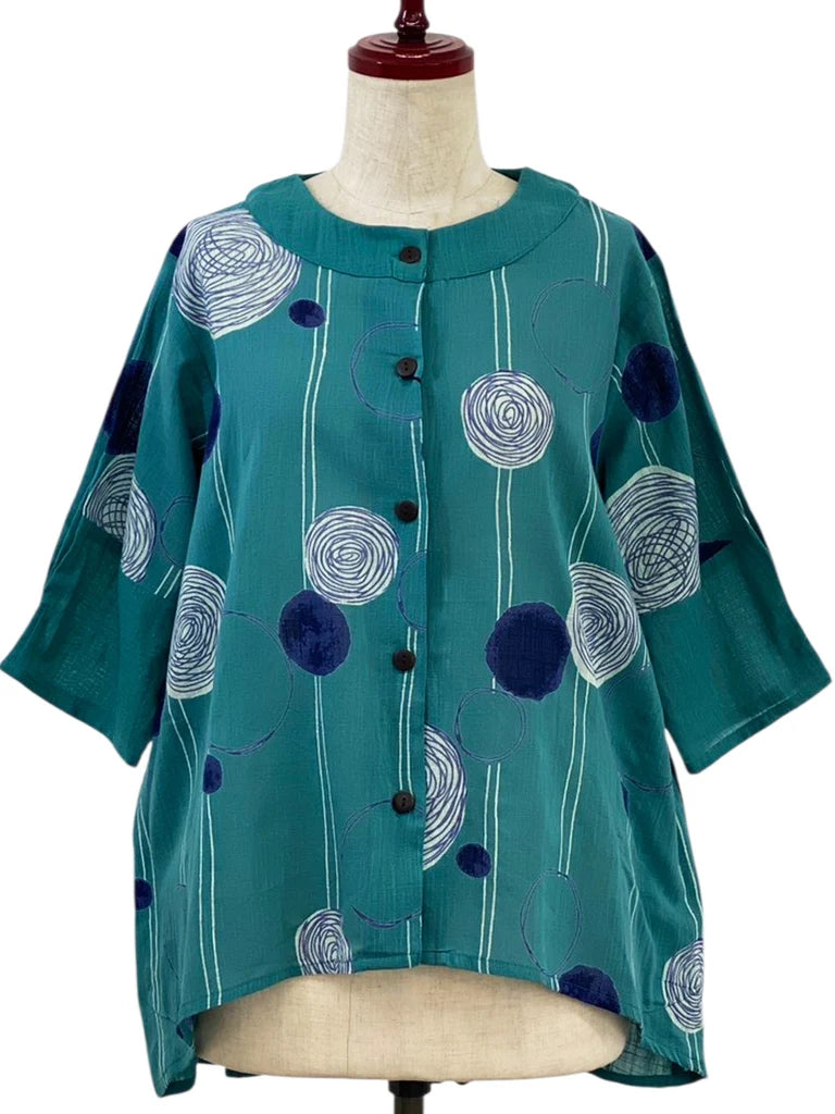 MONA LISA by Pure Fit - Combo Jacket - Scribble Circles Print - 263426-GE - GREEN (H)