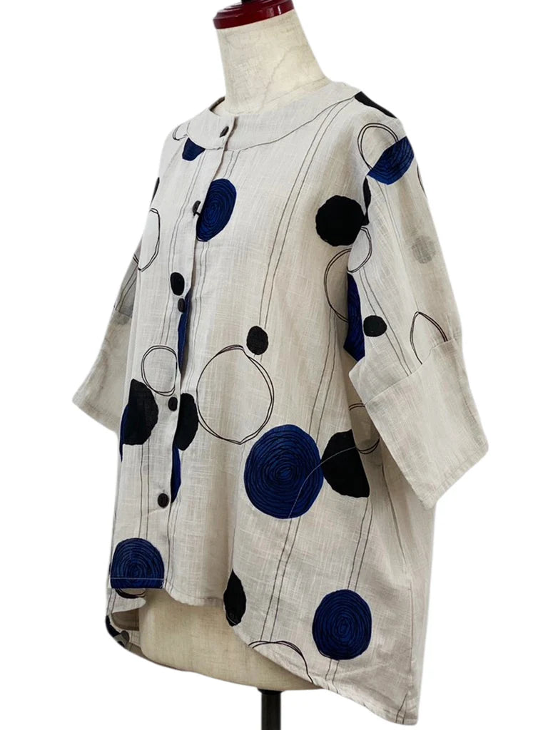 MONA LISA by Pure Fit - Combo Jacket - Scribble Circles Print - 263426-LG - LIGHT GREY (B)