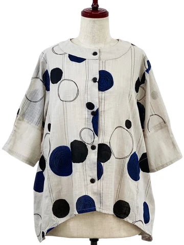 MONA LISA by Pure Fit - Combo Jacket - Scribble Circles Print - 263426-LG - LIGHT GREY (B)