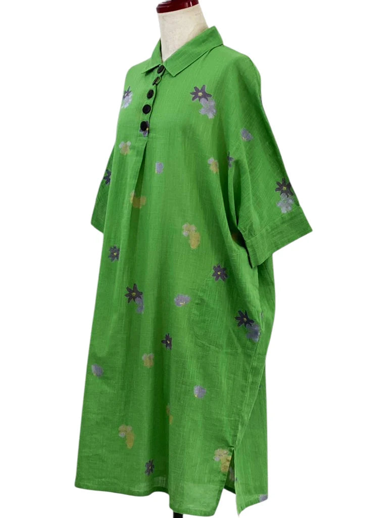 MONA LISA by Pure Fit - Collared Dress - Sakura Print - 263850-GE - GREEN (H)