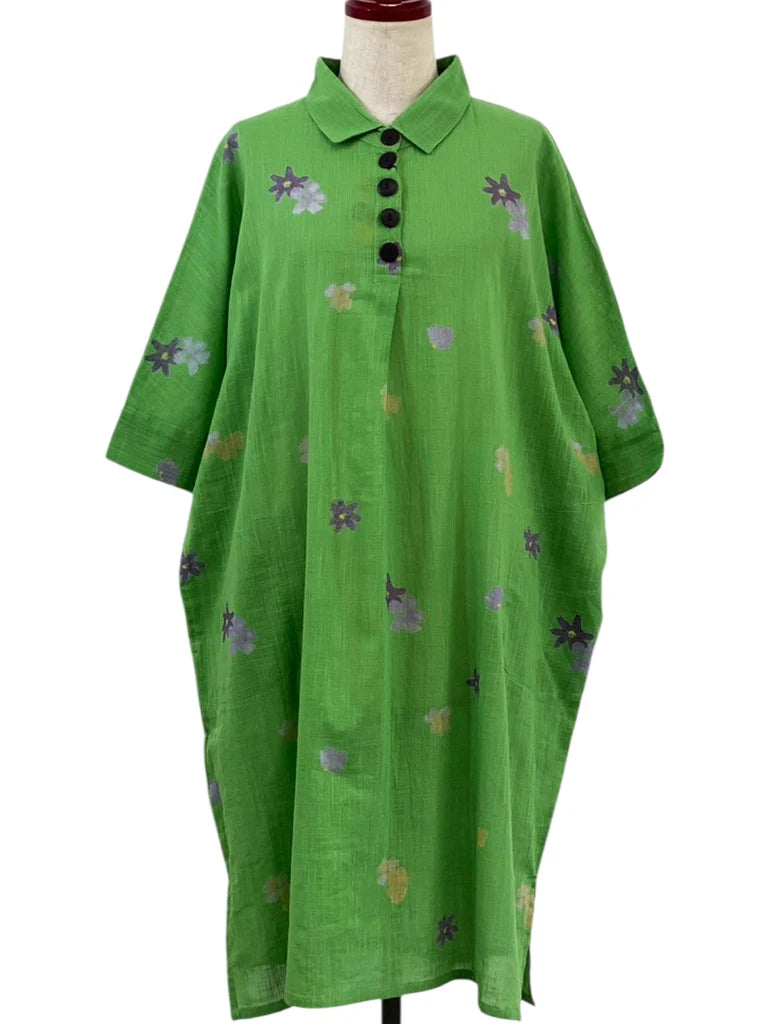 MONA LISA by Pure Fit - Collared Dress - Sakura Print - 263850-GE - GREEN (H)