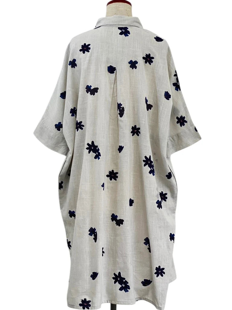 MONA LISA by Pure Fit - Collared Dress - Sakura Print - 263850-LG - LIGHT GREY (B)