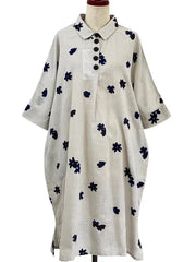 MONA LISA by Pure Fit - Collared Dress - Sakura Print - 263850-LG - LIGHT GREY (B)