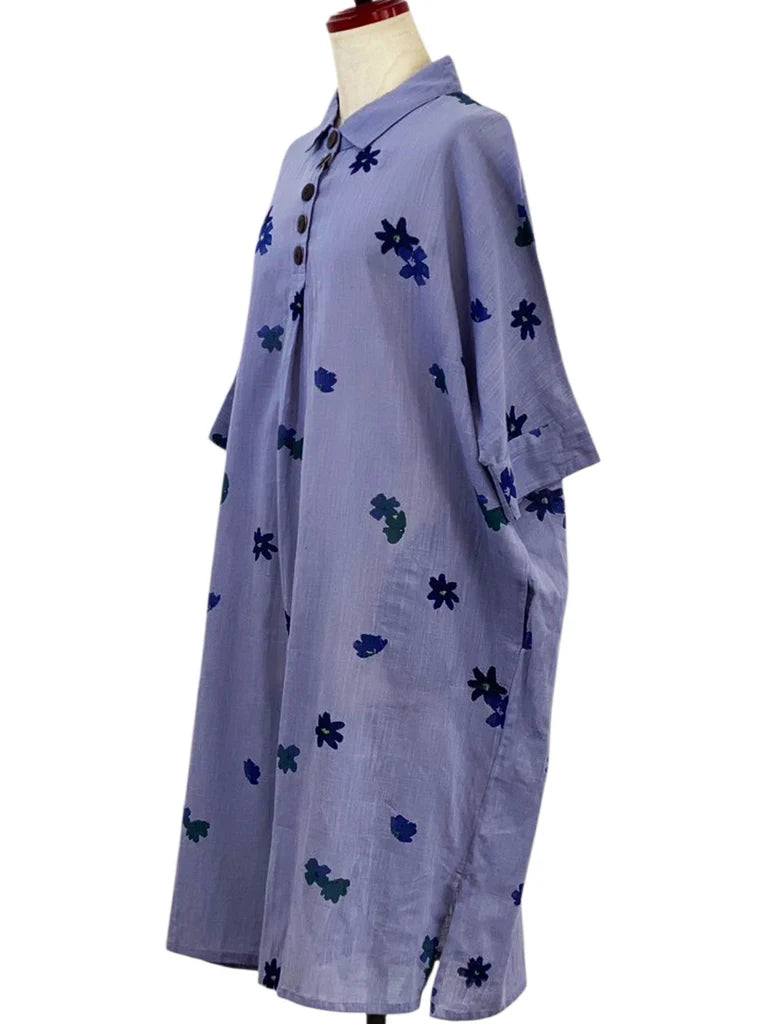 MONA LISA by Pure Fit - Collared Dress - Sakura Print - 263850-PU - PURPLE (J)