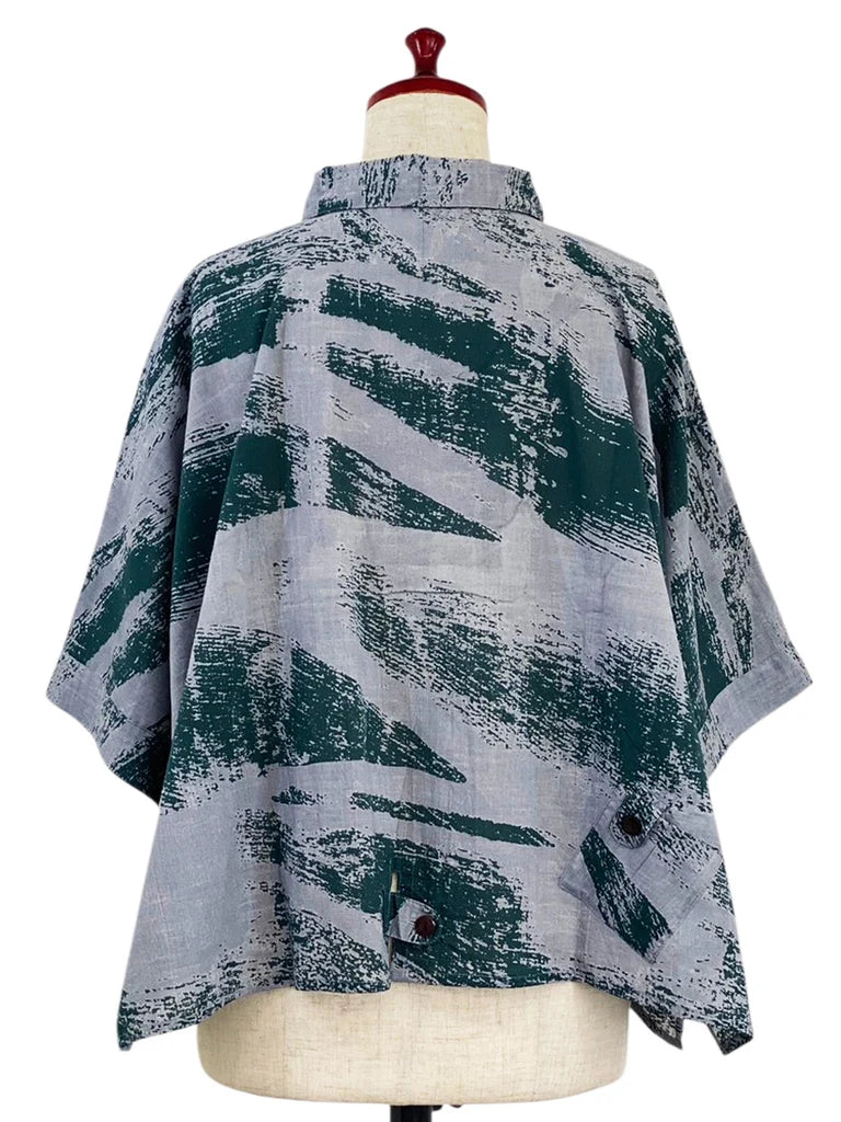 MONA LISA by Pure Fit - Tab Pocket Jacket - Brushstroke Print - 264004-GE - GREEN (H)