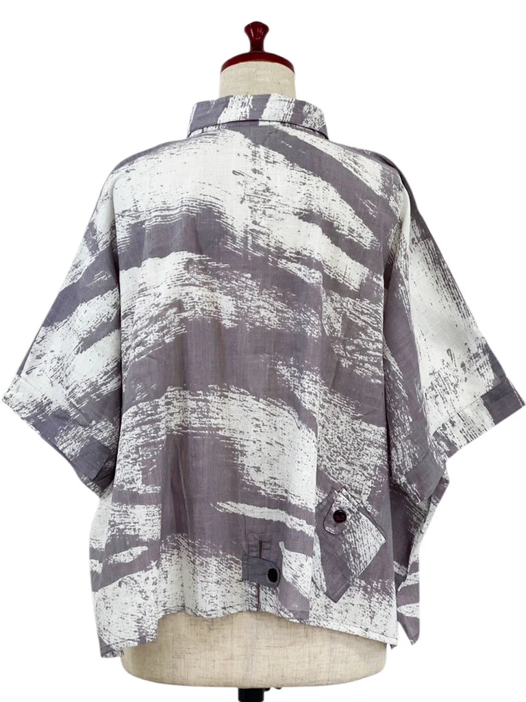 MONA LISA by Pure Fit - Tab Pocket Jacket - Brushstroke Print - 264004-NT - NATURAL (G)