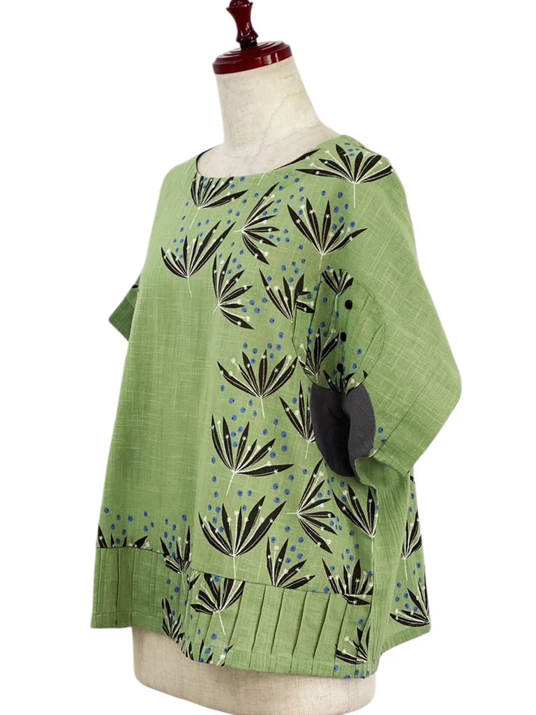 MONA LISA by Pure Fit - Circle Patch Top - Botanical Bliss Print - 264235-GE - GREEN (H)