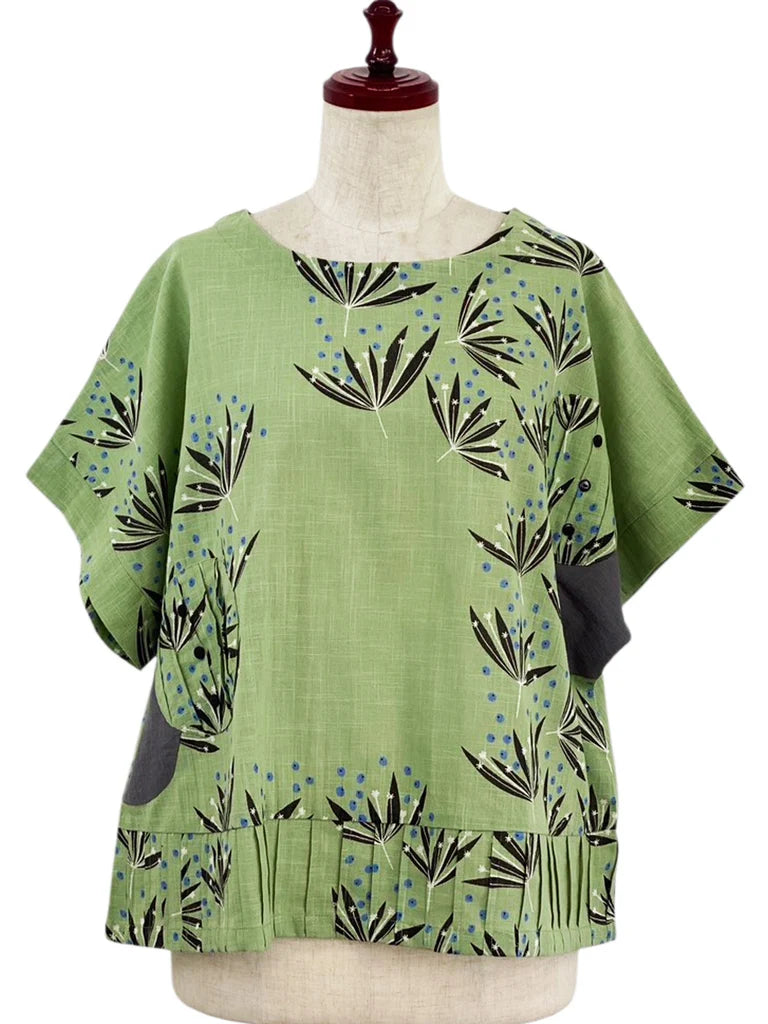 MONA LISA by Pure Fit - Circle Patch Top - Botanical Bliss Print - 264235-GE - GREEN (H)