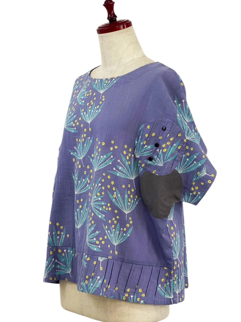 MONA LISA by Pure Fit - Circle Patch Top - Botanical Bliss Print - 264235-PU - PURPLE (J)