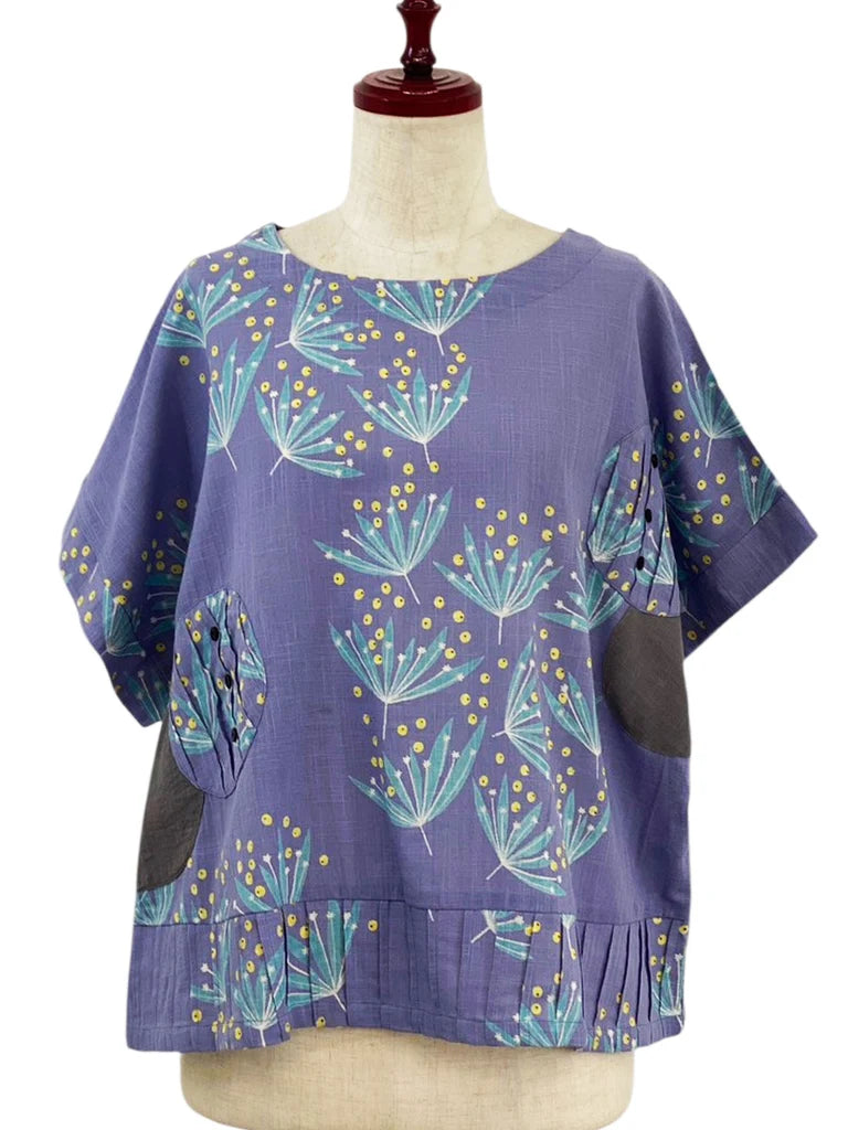 MONA LISA by Pure Fit - Circle Patch Top - Botanical Bliss Print - 264235-PU - PURPLE (J)