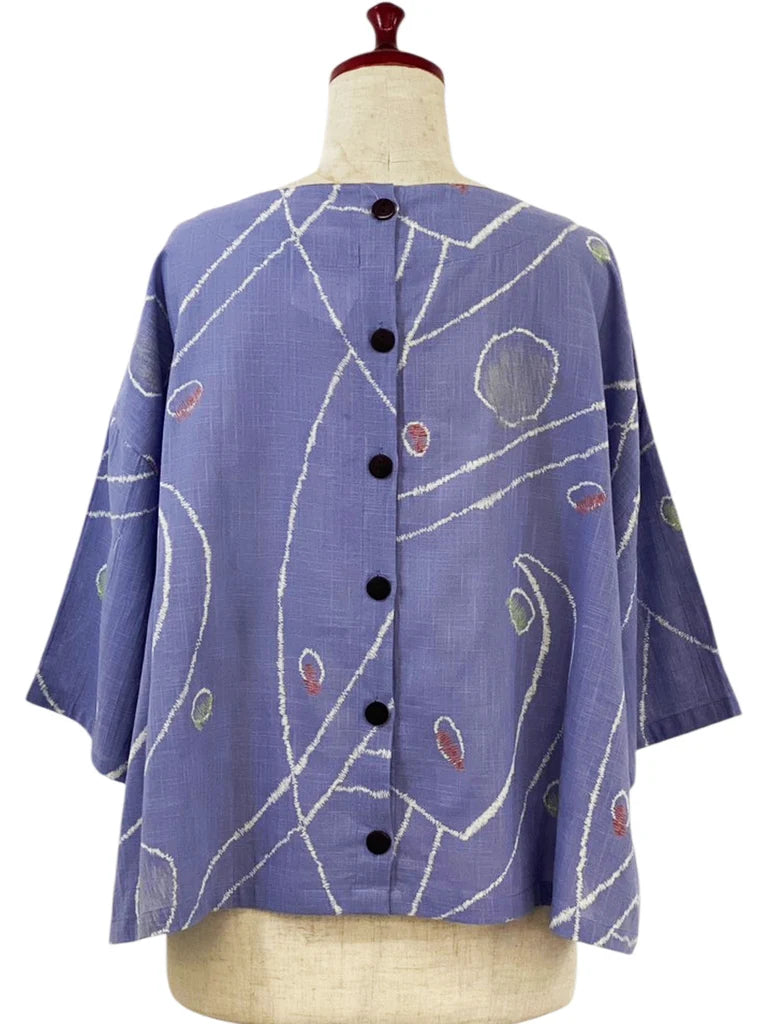 MONA LISA by Pure Fit - Back Button Pullover - Geometric Orbit Print - 264260-PU - PURPLE (J)