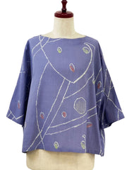MONA LISA by Pure Fit - Back Button Pullover - Geometric Orbit Print - 264260-PU - PURPLE (J)