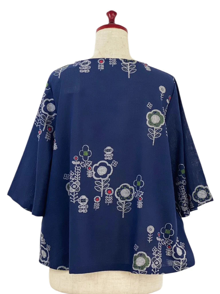 MONA LISA by Pure Fit - Crop Pullover - Secret Garden Print - 264290-DB - DARK BLUE (C)
