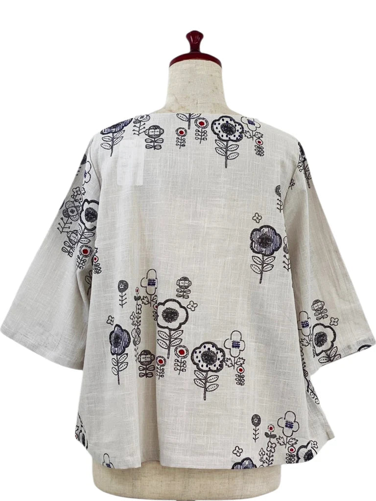 MONA LISA by Pure Fit - Crop Pullover - Secret Garden Print - 264290-LG - LIGHT GREY (B)