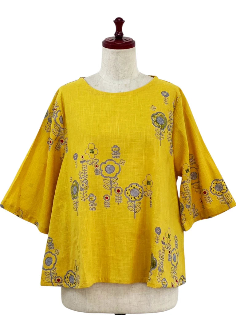 MONA LISA by Pure Fit - Crop Pullover - Secret Garden Print - 264290-MU - MUSTARD (F)