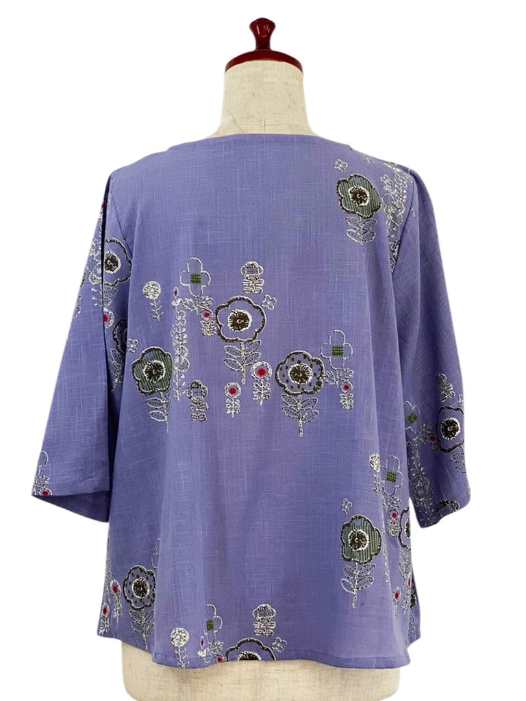 MONA LISA by Pure Fit - Crop Pullover - Secret Garden Print - 264290-PU - PURPLE (J)