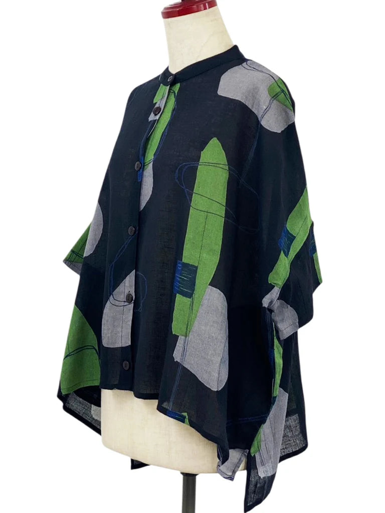 MONA LISA by Pure Fit - Short Jacket - Abstract Collage Print - 264302-BK - BLACK (A)