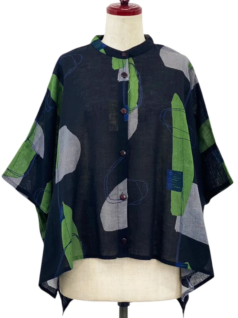 MONA LISA by Pure Fit - Short Jacket - Abstract Collage Print - 264302-BK - BLACK (A)