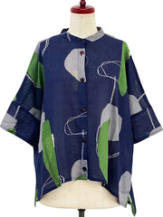 MONA LISA by Pure Fit - Short Jacket - Abstract Collage Print - 264302-DB - DARK BLUE (C)