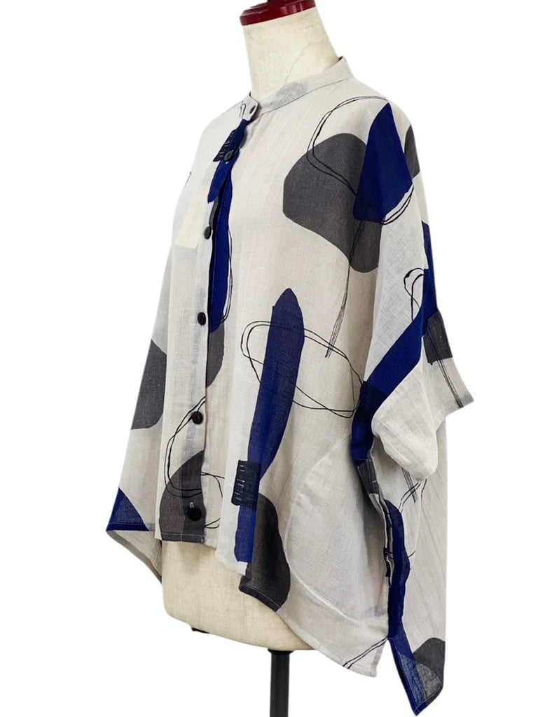MONA LISA by Pure Fit - Short Jacket - Abstract Collage Print - 264302-LG - LIGHT GREY (B)