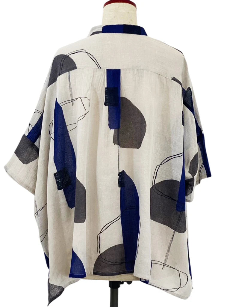 MONA LISA by Pure Fit - Short Jacket - Abstract Collage Print - 264302-LG - LIGHT GREY (B)