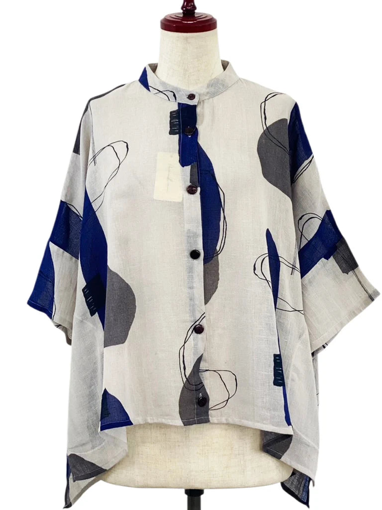 MONA LISA by Pure Fit - Short Jacket - Abstract Collage Print - 264302-LG - LIGHT GREY (B)