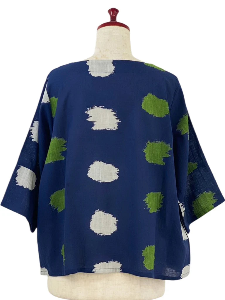 MONA LISA by Pure Fit - Crop Pullover - Ikat Dots Print - 264340-DB - DARK BLUE (C)