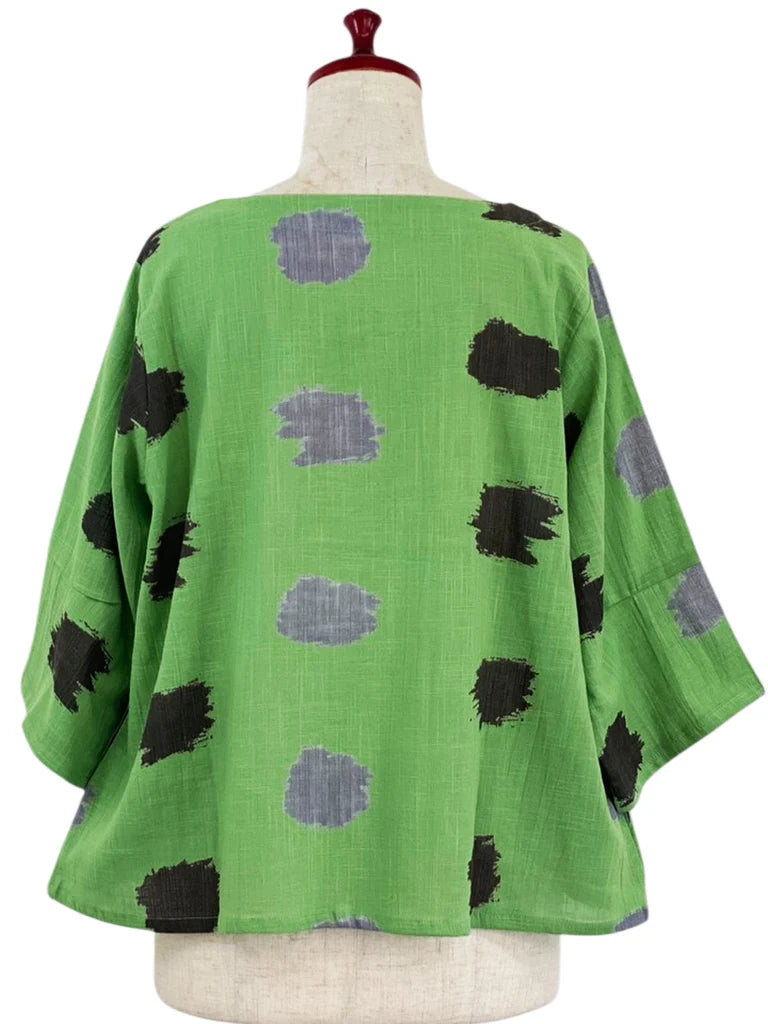 MONA LISA by Pure Fit - Crop Pullover - Ikat Dots Print - 264340-GE - GREEN (H)