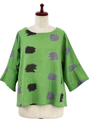 MONA LISA by Pure Fit - Crop Pullover - Ikat Dots Print - 264340-GE - GREEN (H)
