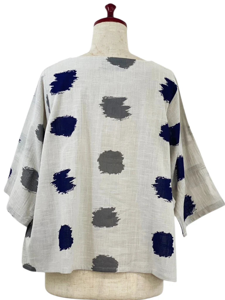 MONA LISA by Pure Fit - Crop Pullover - Ikat Dots Print - 264340-LG - LIGHT GREY (B)