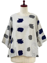 MONA LISA by Pure Fit - Crop Pullover - Ikat Dots Print - 264340-LG - LIGHT GREY (B)
