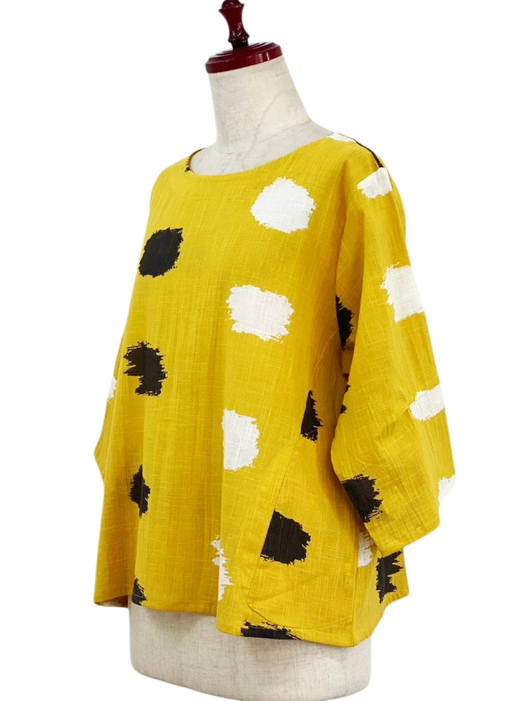 MONA LISA by Pure Fit - Crop Pullover - Ikat Dots Print - 264340-MU - MUSTARD (F)
