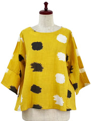 MONA LISA by Pure Fit - Crop Pullover - Ikat Dots Print - 264340-MU - MUSTARD (F)