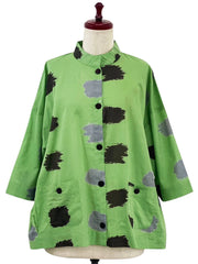 MONA LISA by Pure Fit - Tuck Collar Jacket - Ikat Dots Print - 264363-GE - GREEN (H)