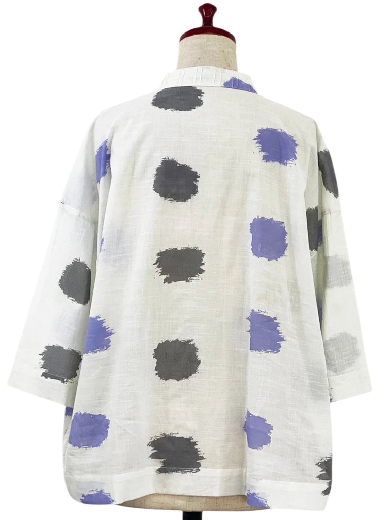 MONA LISA by Pure Fit - Tuck Collar Jacket - Ikat Dots Print - 264363-NT - NATURAL (G)