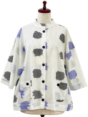MONA LISA by Pure Fit - Tuck Collar Jacket - Ikat Dots Print - 264363-NT - NATURAL (G)