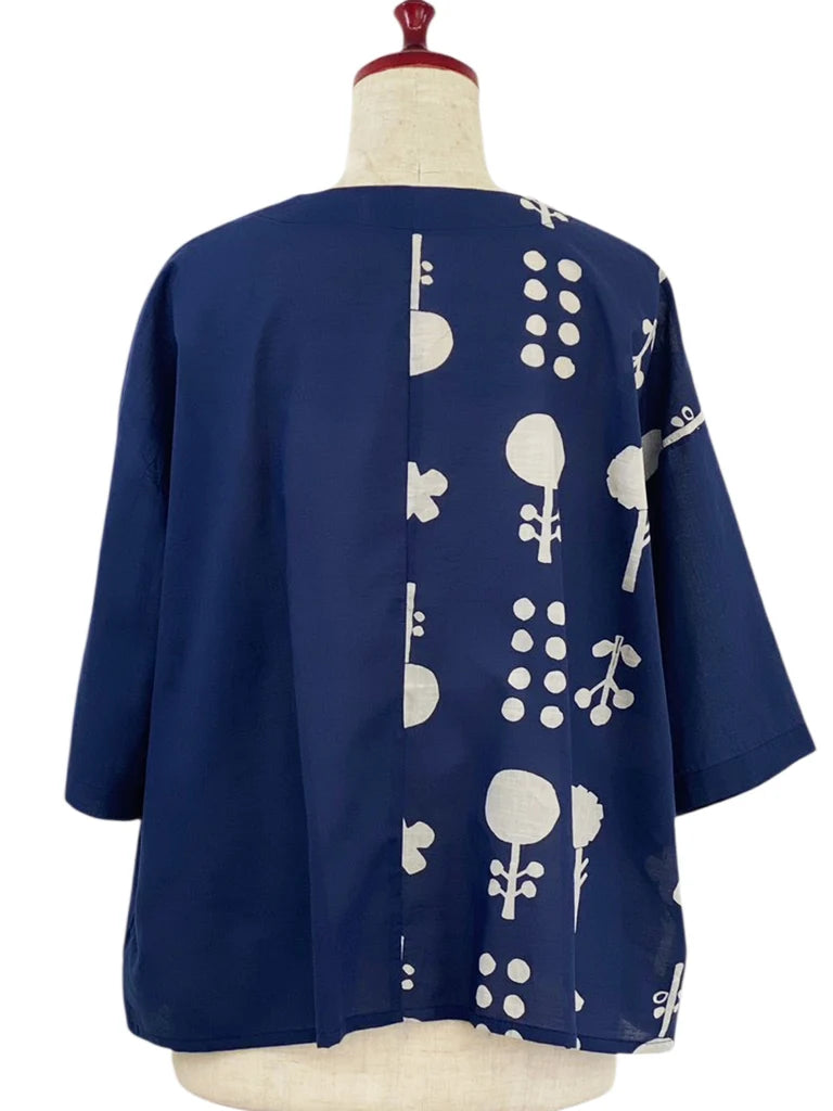 MONA LISA by Pure Fit - Circle Pocket Jacket - Contemporary Print - 264369-1-DB - DARK BLUE (C)