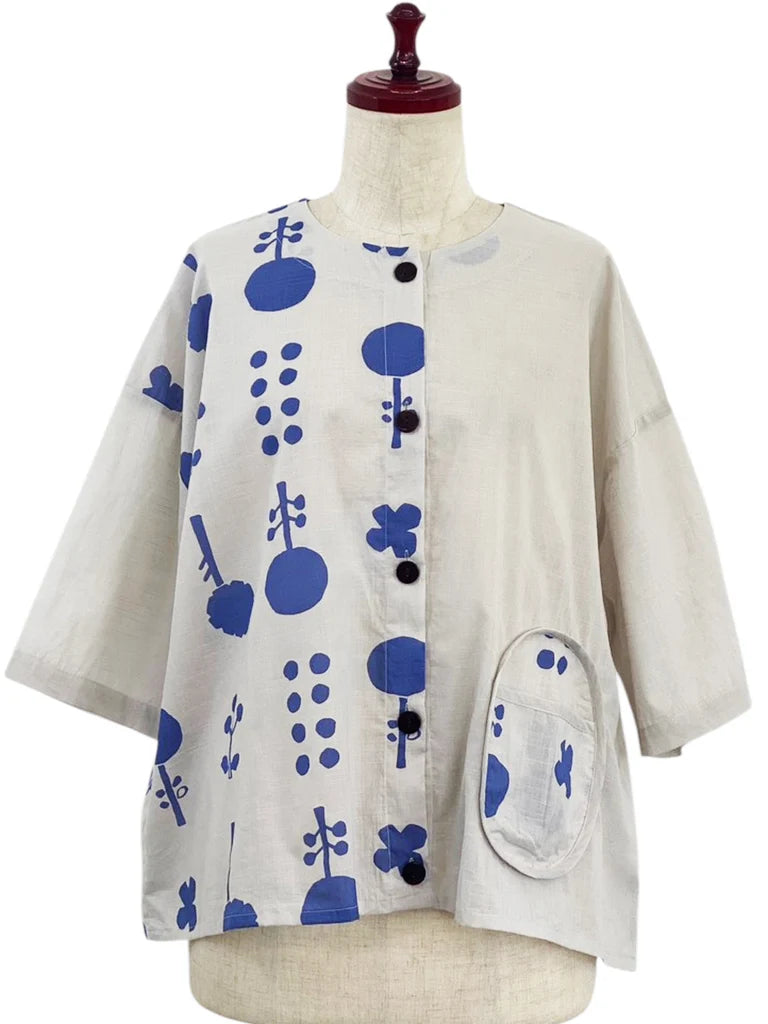 MONA LISA by Pure Fit - Circle Pocket Jacket - Contemporary Print - 264369-1-LG - LIGHT GREY (B)
