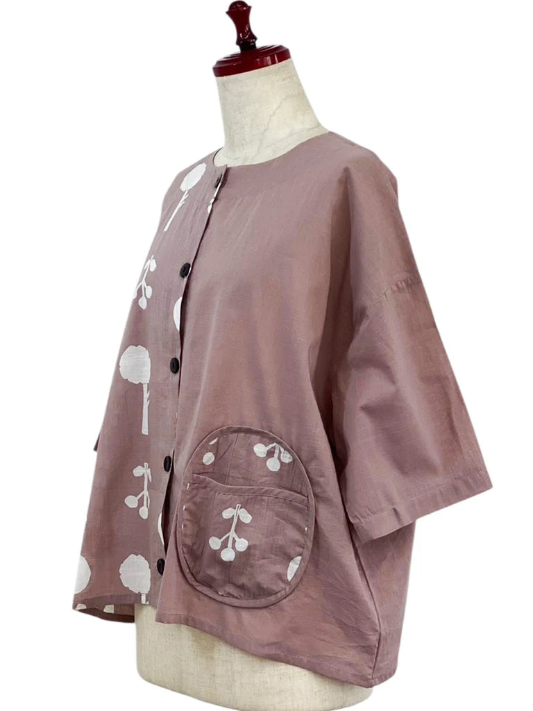 MONA LISA by Pure Fit - Circle Pocket Jacket - Contemporary Print - 264369-1-MA - LIGHT MAROON (J)