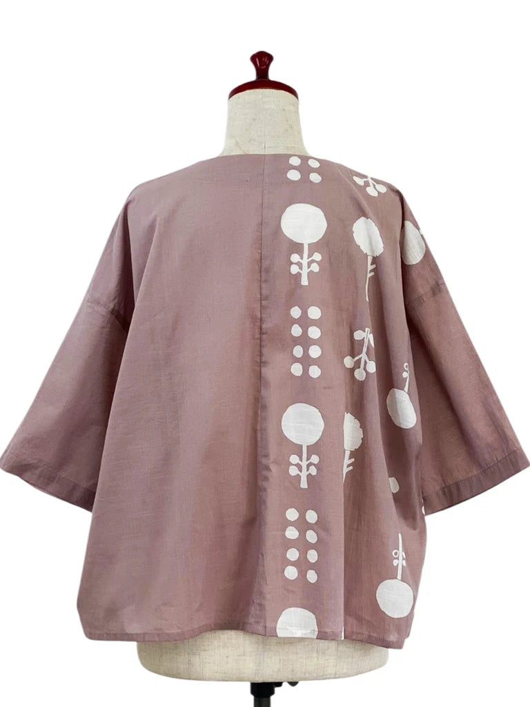 MONA LISA by Pure Fit - Circle Pocket Jacket - Contemporary Print - 264369-1-MA - LIGHT MAROON (J)