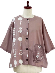 MONA LISA by Pure Fit - Circle Pocket Jacket - Contemporary Print - 264369-1-MA - LIGHT MAROON (J)
