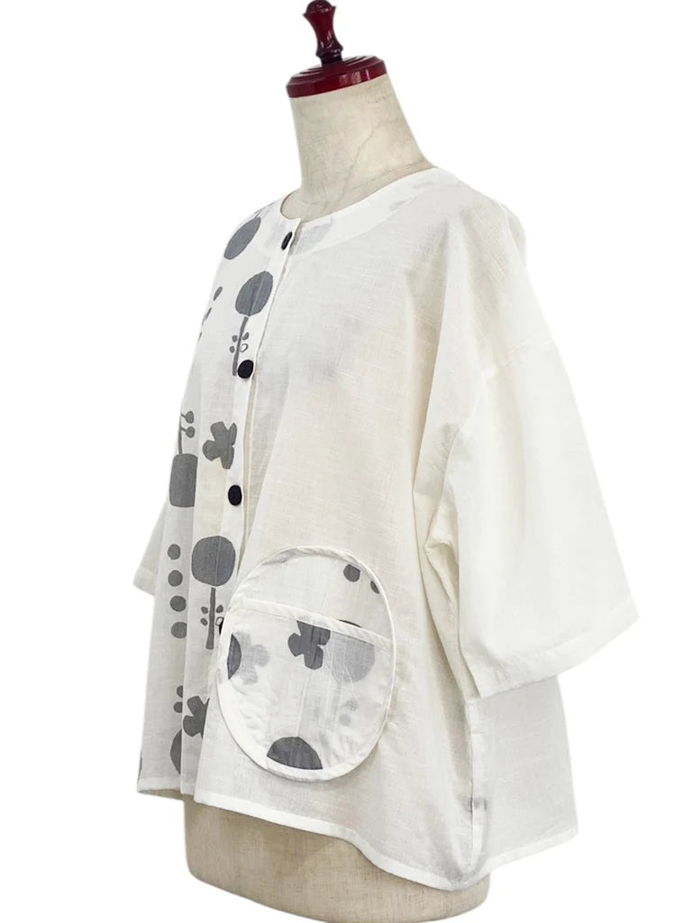 MONA LISA by Pure Fit - Circle Pocket Jacket - Contemporary Print - 264369-1-NT - NATURAL (G)