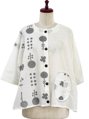 MONA LISA by Pure Fit - Circle Pocket Jacket - Contemporary Print - 264369-1-NT - NATURAL (G)